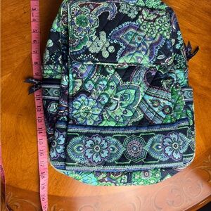 Vera Bradley Quilted Backpack- blue and green floral paisley
